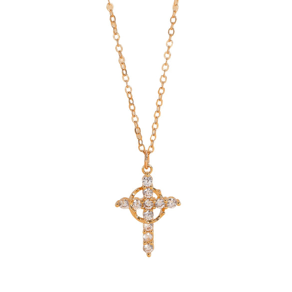 Fashion Crown Cross Jewelry Copper Regular Chain Diamond Design Women's Highend Jewelry Wholesale