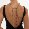Fashion Crystal Beaded Body Chain With Long Tassel Geometric Iron Design And Electroplated Finish