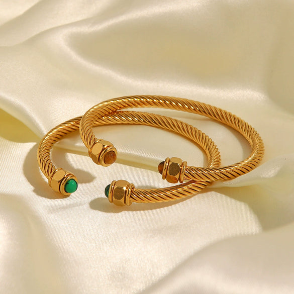 Fashion Cshaped Titanium Steel And Stainless Steel Bracelet For Women With Geometric Design And Electroplating Treatment