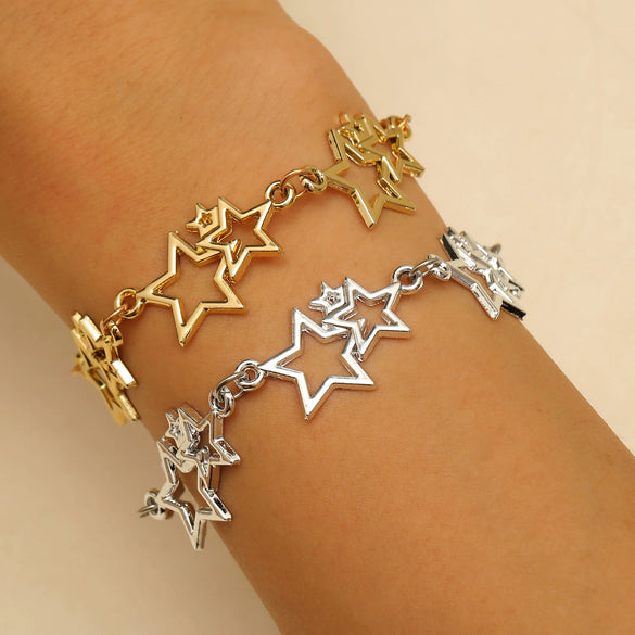Fashion Cut Out Fivepointed Star Earrings For Women Zinc Alloy Resin Electroplating