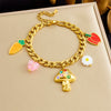 Fashion Cute Fruit Pattern Stainless Steel Pendant Bracelet With Electroplating