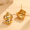 Fashion Cute Geometric Croissant Stainless Steel 18K Electroplated Women's Earrings With Colorful Zircon