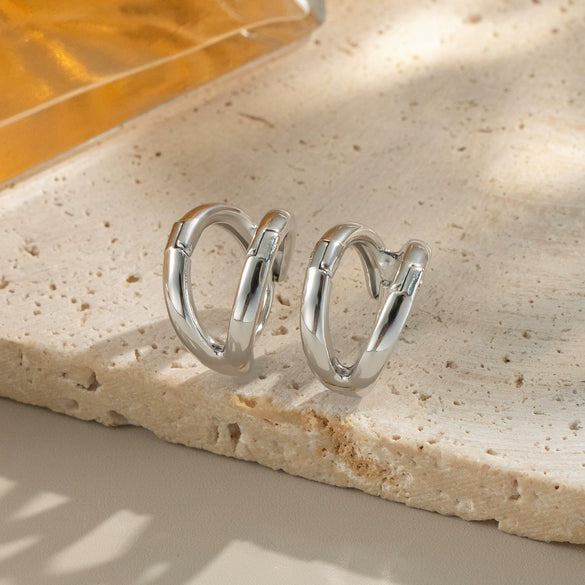 Fashion Daily Matching Geometric Double Arc Hoop Earrings For Women Stainless Steel Electroplated