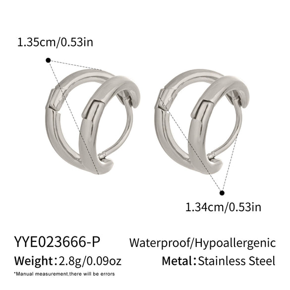 Fashion Daily Matching Geometric Double Arc Hoop Earrings For Women Stainless Steel Electroplated