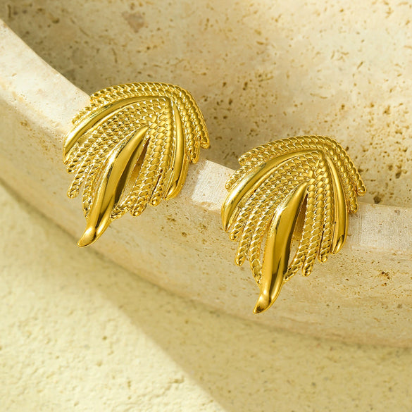 Fashion Design Stainless Steel Goldplated Wing Earrings For Women