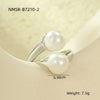 Fashion Design Stainless Steel Inlaid Pearl Open Ring With Electroplating For Women
