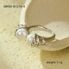 Fashion Design Stainless Steel Inlaid Pearl Open Ring With Electroplating For Women