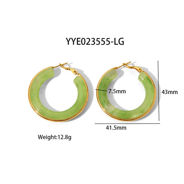 Fashion Design Women's Stainless Steel Thick Circle Earrings With Geometric Styling And Electroplating