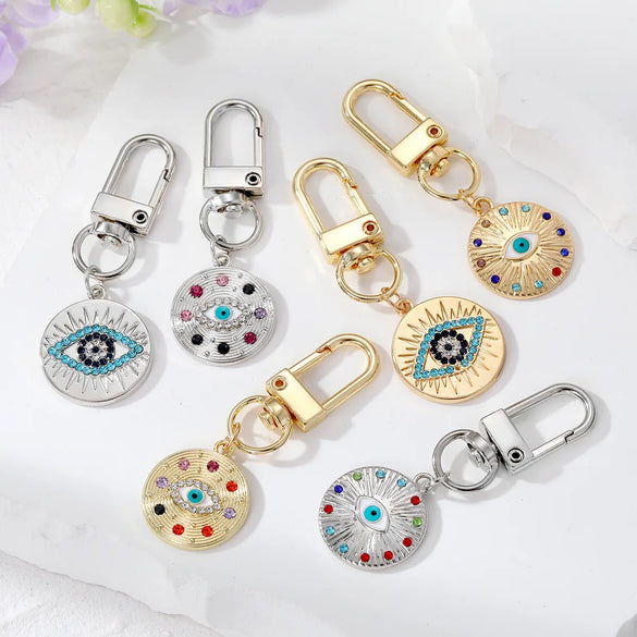 Fashion Devil'S Eye Alloy Inlay Zircon Bag Pendant Keychain 1 Piece
