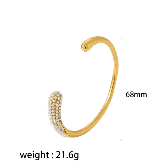 Fashion Diamond Encrusted Titanium Steel Electroplated Bracelet