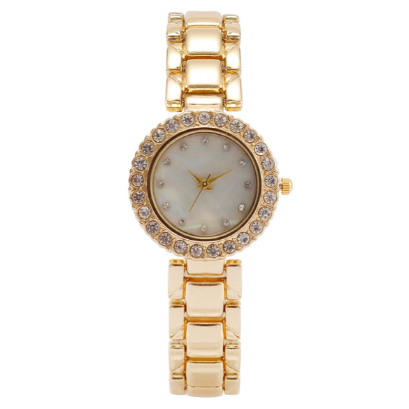 Fashion Diamond Ladies Metal Watch With Round Dial And Copper Clasp
