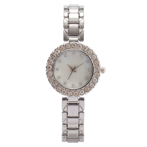 Fashion Diamond Ladies Metal Watch With Round Dial And Copper Clasp