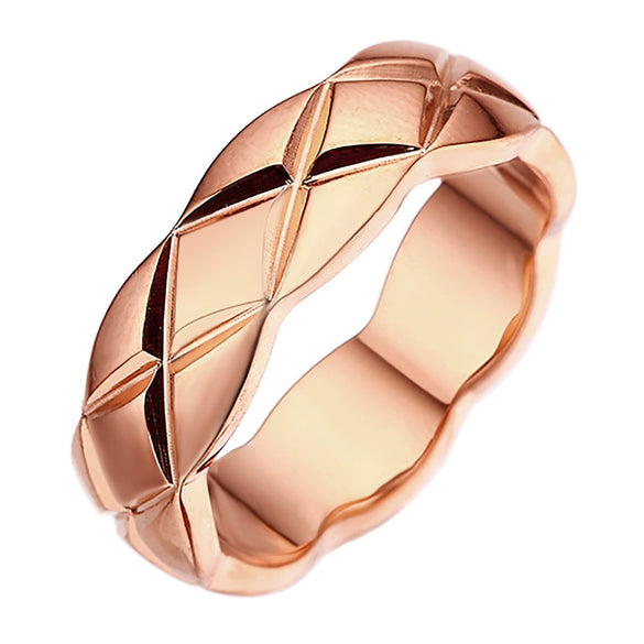 Fashion Diamond Pattern Titanium Steel Rhombus Ring For Men And Women Couple Ring