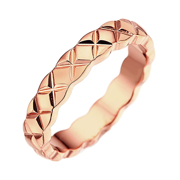 Fashion Diamond Pattern Titanium Steel Rhombus Ring For Men And Women Couple Ring