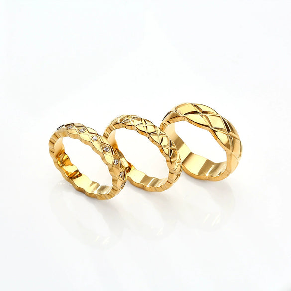 Fashion Diamond Pattern Titanium Steel Rhombus Ring For Men And Women Couple Ring