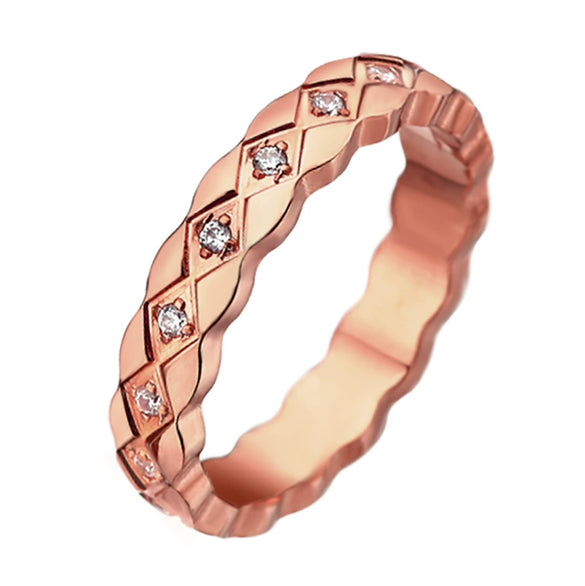 Fashion Diamond Pattern Titanium Steel Rhombus Ring For Men And Women Couple Ring