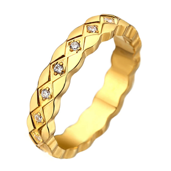 Fashion Diamond Pattern Titanium Steel Rhombus Ring For Men And Women Couple Ring