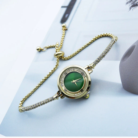 Fashion Diamond Round Women's Quartz Watch Alloy Case Stainless Steel Strap Leisure Style
