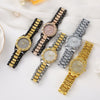 Fashion Diamondencrusted Alloy Band Round Dial Watch Hiphop Style