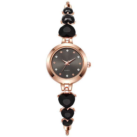 Fashion Diamondencrusted Love Bracelet Watch Alloy Round For Women