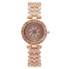Fashion Diamondencrusted Rhinestone Flower Women's Metal Watch Bracelet Quartz Round Dial