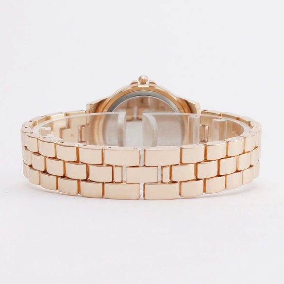 Fashion Diamondencrusted Rhinestone Women's Metal Watch With Roman Pattern And Round Dial