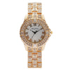 Fashion Diamondencrusted Rhinestone Women's Metal Watch With Roman Pattern And Round Dial
