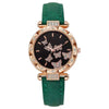 Fashion Diamondencrusted Seven Butterfly Women's Alloy And Pu Watch With Round Dial