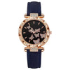 Fashion Diamondencrusted Seven Butterfly Women's Alloy And Pu Watch With Round Dial