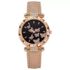 Fashion Diamondencrusted Seven Butterfly Women's Alloy And Pu Watch With Round Dial