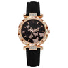 Fashion Diamondencrusted Seven Butterfly Women's Alloy And Pu Watch With Round Dial