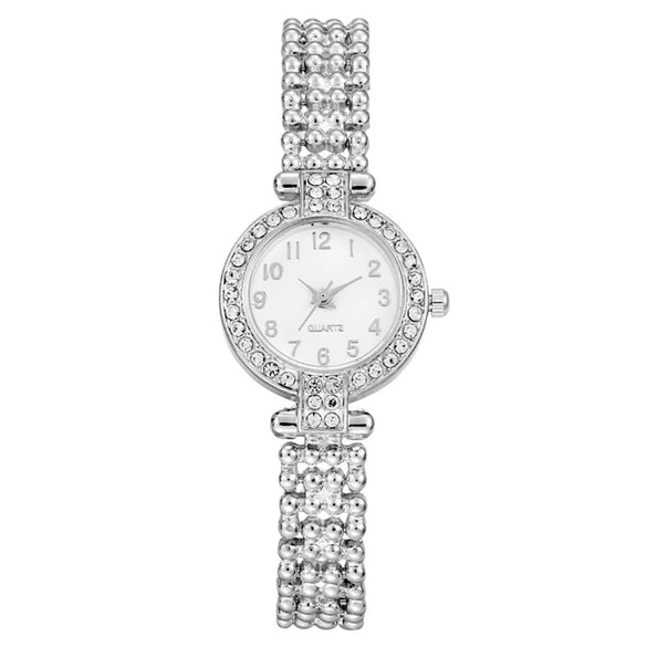Fashion Diamondencrusted Women's Metal Watch With Round Dial