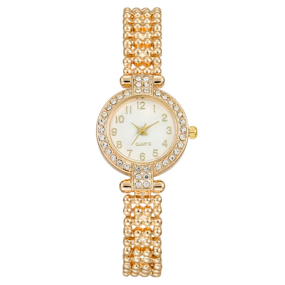 Fashion Diamondencrusted Women's Metal Watch With Round Dial