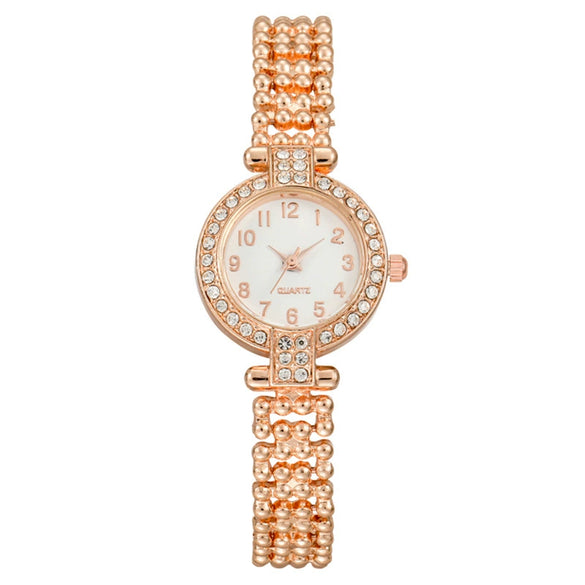 Fashion Diamondencrusted Women's Metal Watch With Round Dial
