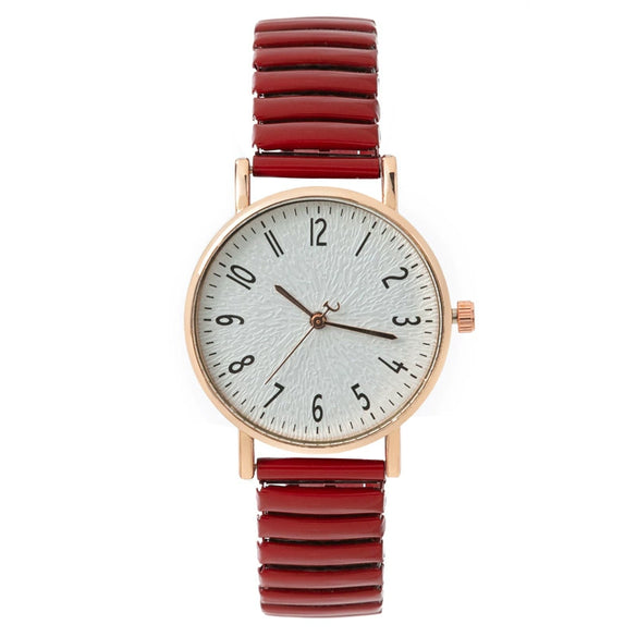 Fashion Digital Women's Watch Elastic Band Quartz Alloy Case Metal Strap Round Dial