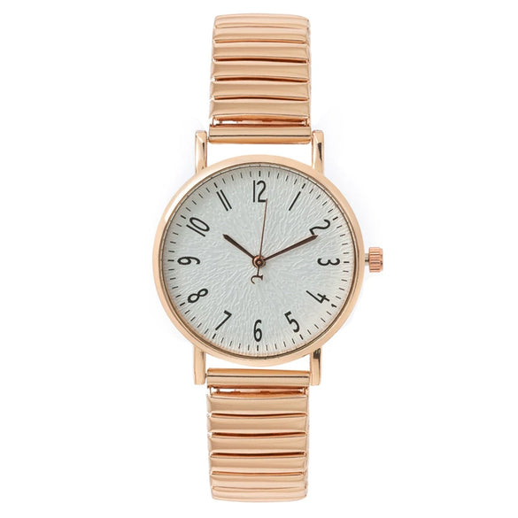 Fashion Digital Women's Watch Elastic Band Quartz Alloy Case Metal Strap Round Dial