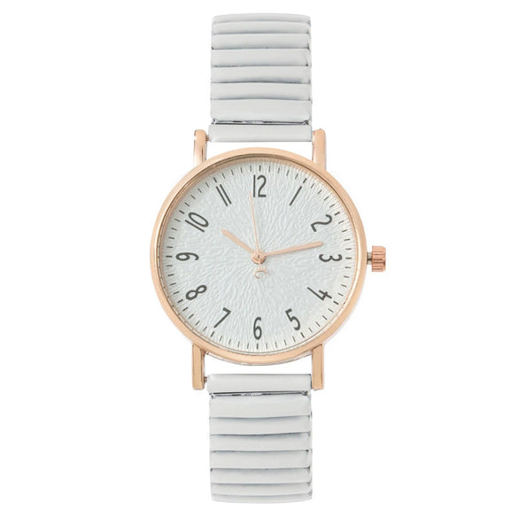 Fashion Digital Women's Watch Elastic Band Quartz Alloy Case Metal Strap Round Dial
