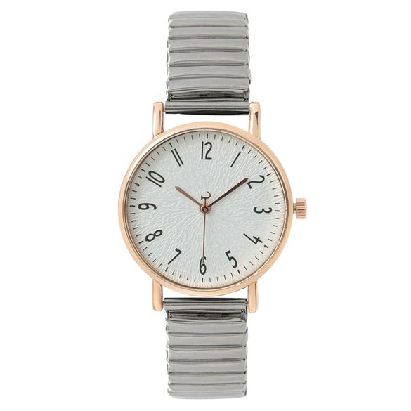 Fashion Digital Women's Watch Elastic Band Quartz Alloy Case Metal Strap Round Dial