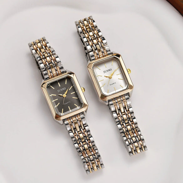Fashion Distinctive Alloy And Stainless Steel Square Quartz Watch For Women Students
