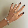 Fashion Distinctive Butterfly Pendant Finger Bracelet Alloy Electroplating Geometric Design For Women