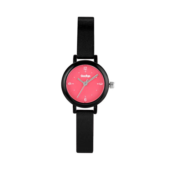 Fashion Dopamine Color Round Alloy Case Mineral Reinforced Glass Mirror Belt Strap Stainless Steel Buckle Female Watch