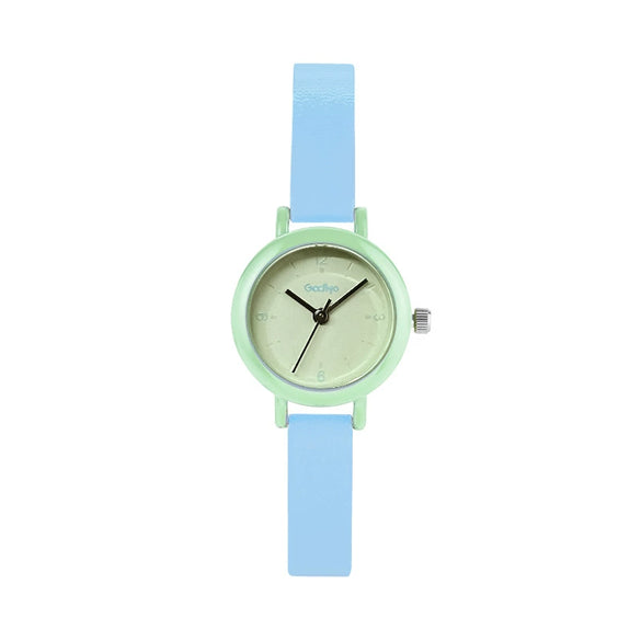 Fashion Dopamine Color Round Alloy Case Mineral Reinforced Glass Mirror Belt Strap Stainless Steel Buckle Female Watch
