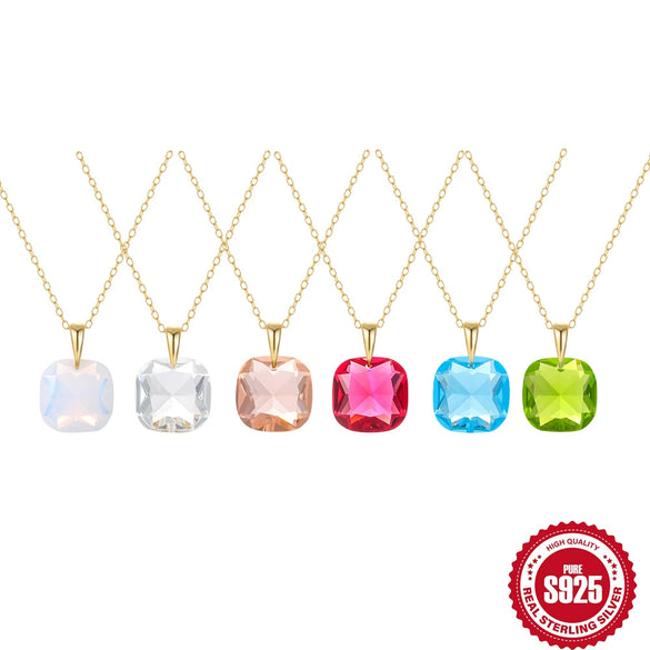 Fashion Dopamine Earrings Luxury Crystal Zircon Pendant Necklace Silver Geometric Inlaid Zircon