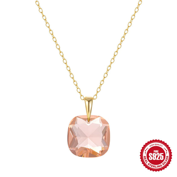 Fashion Dopamine Earrings Luxury Crystal Zircon Pendant Necklace Silver Geometric Inlaid Zircon