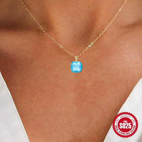 Fashion Dopamine Earrings Luxury Crystal Zircon Pendant Necklace Silver Geometric Inlaid Zircon