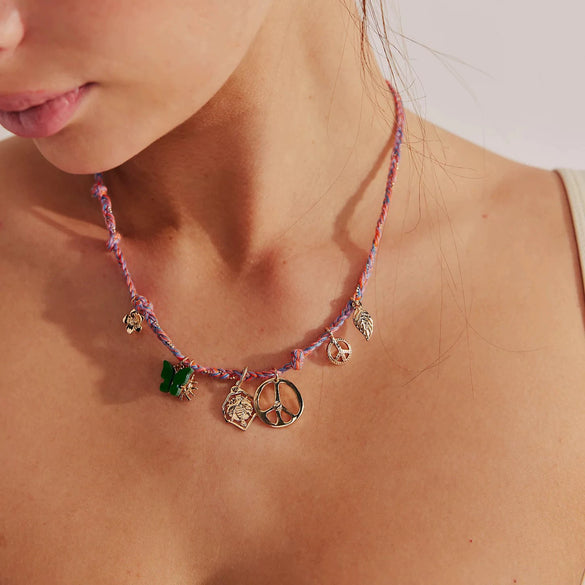 Fashion Dopamine Titanium Steel Necklace With Animal Zodiac Multipendant And Electroplating