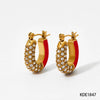 Fashion Dopamine U Shaped Stainless Steel Earrings With Inlaid Zircon For Women