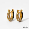 Fashion Dopamine U Shaped Stainless Steel Earrings With Inlaid Zircon For Women