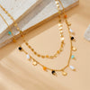 Fashion Double Layer Stacked Highend Sense Geometric Beaded Pendant Chain Necklace Stainless Steel Electroplating For Women