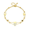 Fashion Double Layer Stacked Women's Anklet Stainless Steel Heart Shape Love Diamond Tree Of Life Accessories Chain